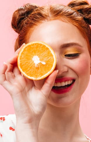 Girl with fruit